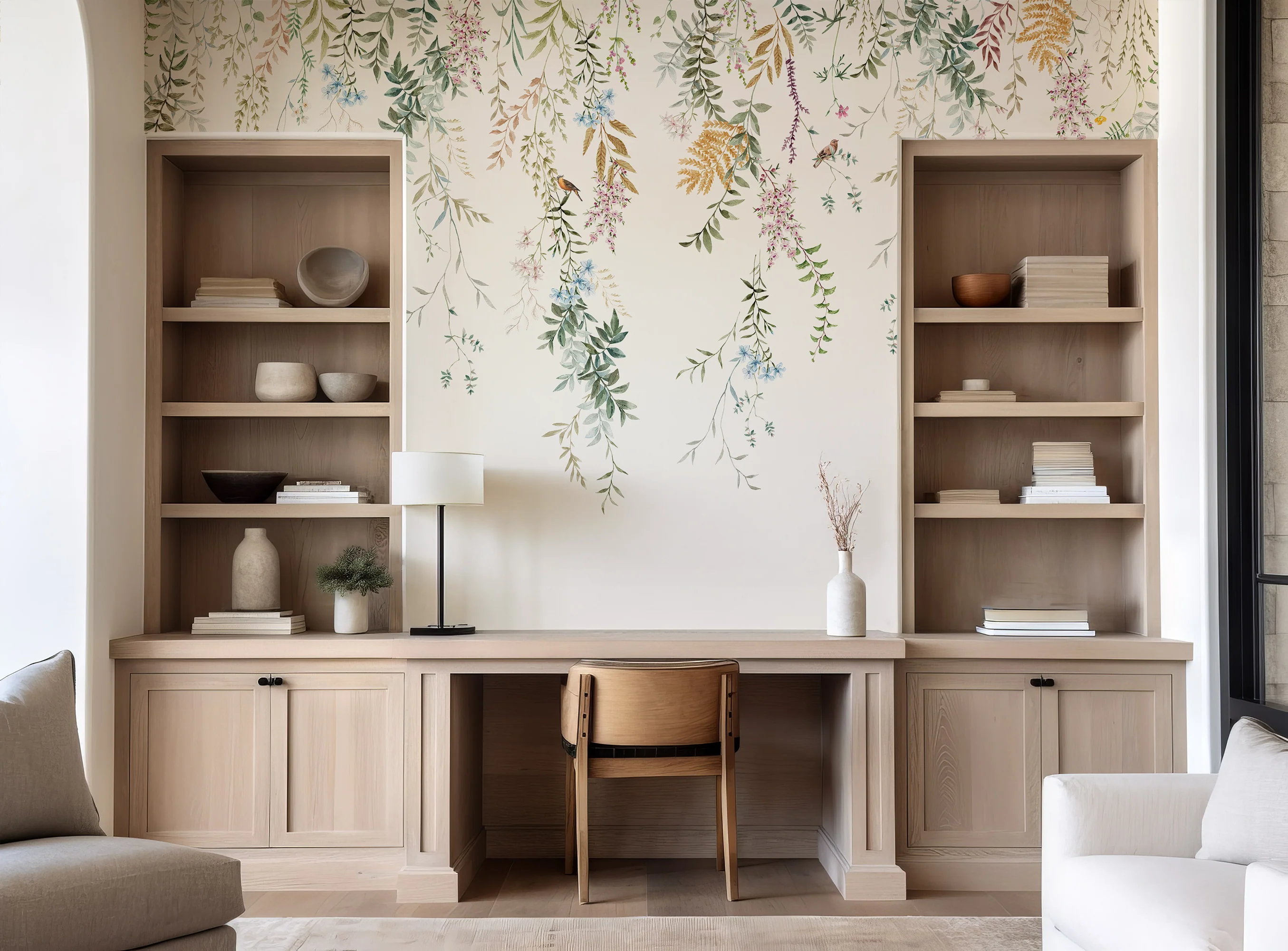 Alice - Delicate Watercolor Hanging Florals Wallpaper Mural - Image 2