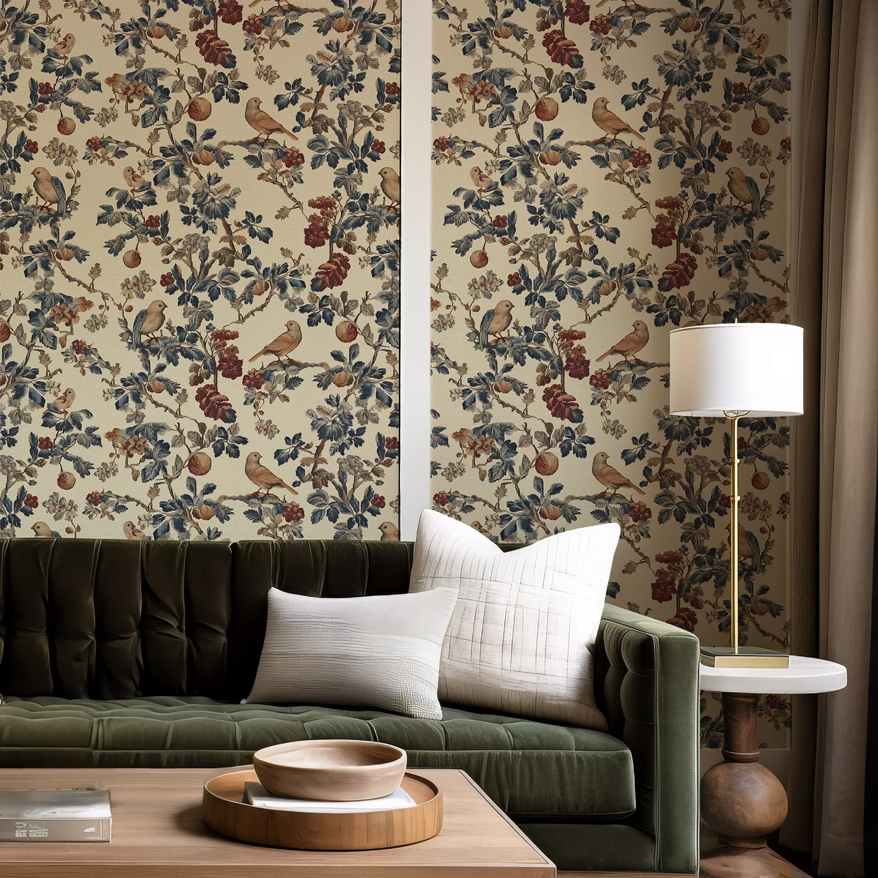 Beatrice - Vintage Floral Bird Wallpaper Mural