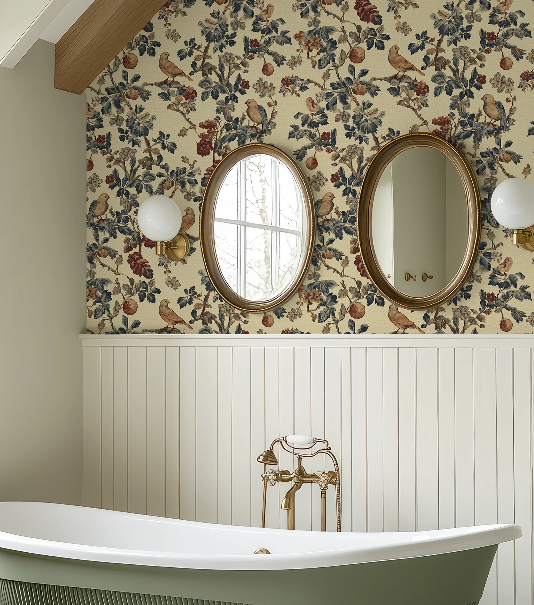 Beatrice - Vintage Floral Bird Wallpaper Mural - Image 6