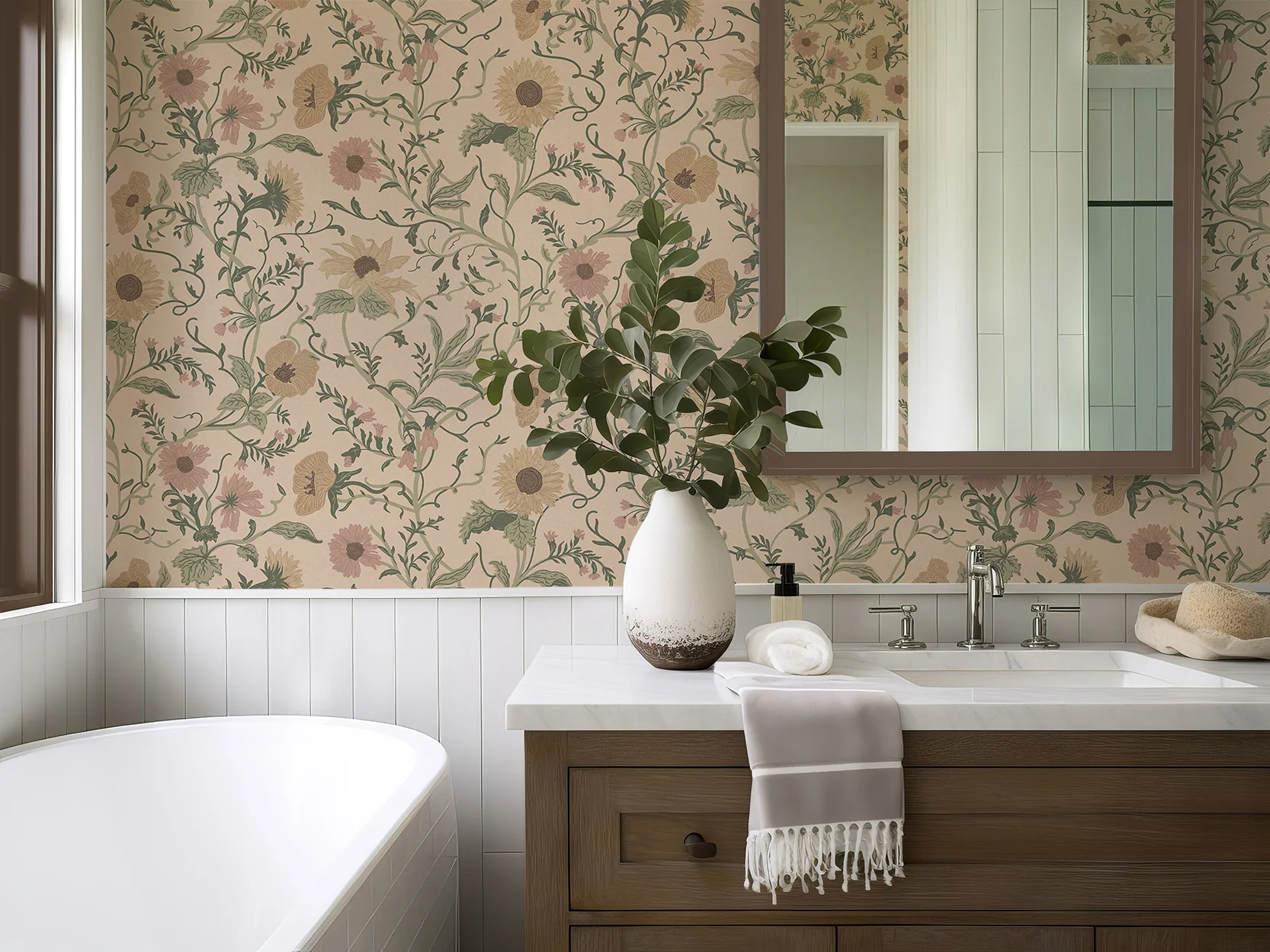 Clytie - Pastel Sunflower Floral Pattern Wallpaper Mural - Image 5