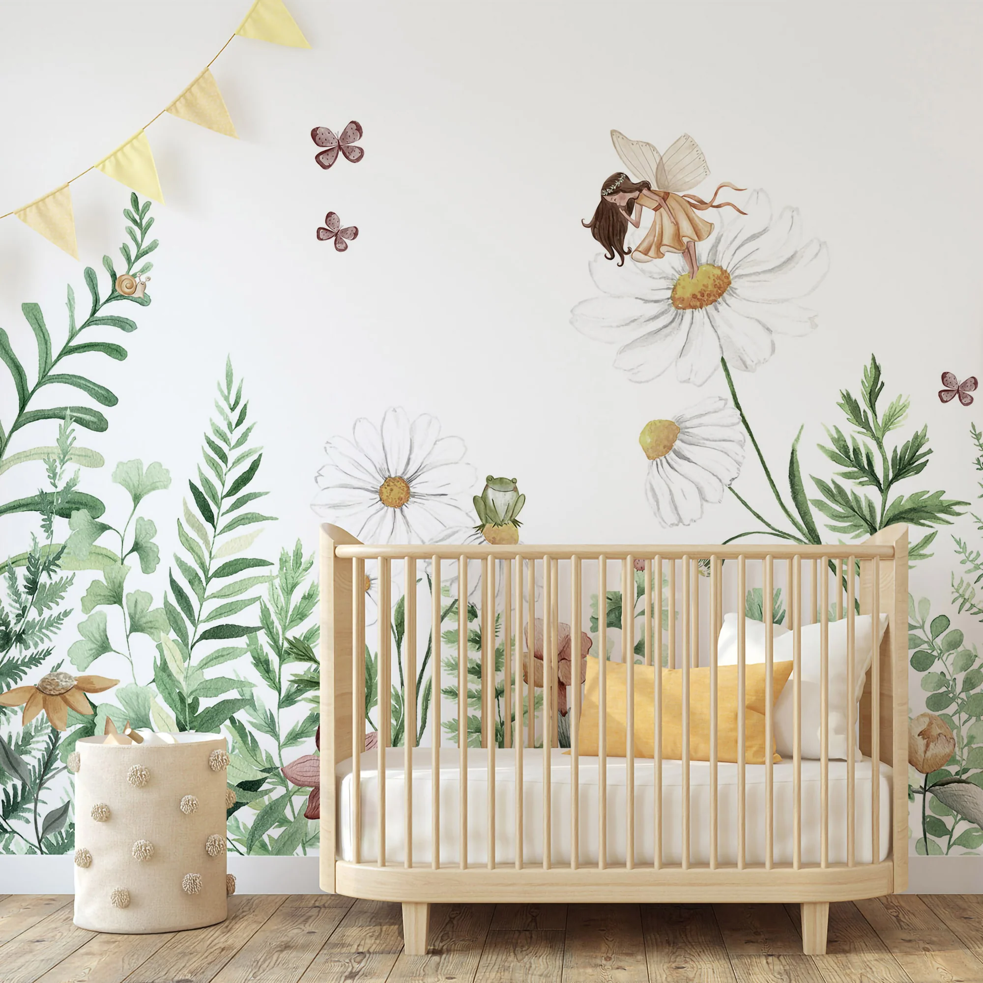 Fairy Garden - Magical Flowers and Fairies Watercolour Illustration Wallpaper Mural - Image 3
