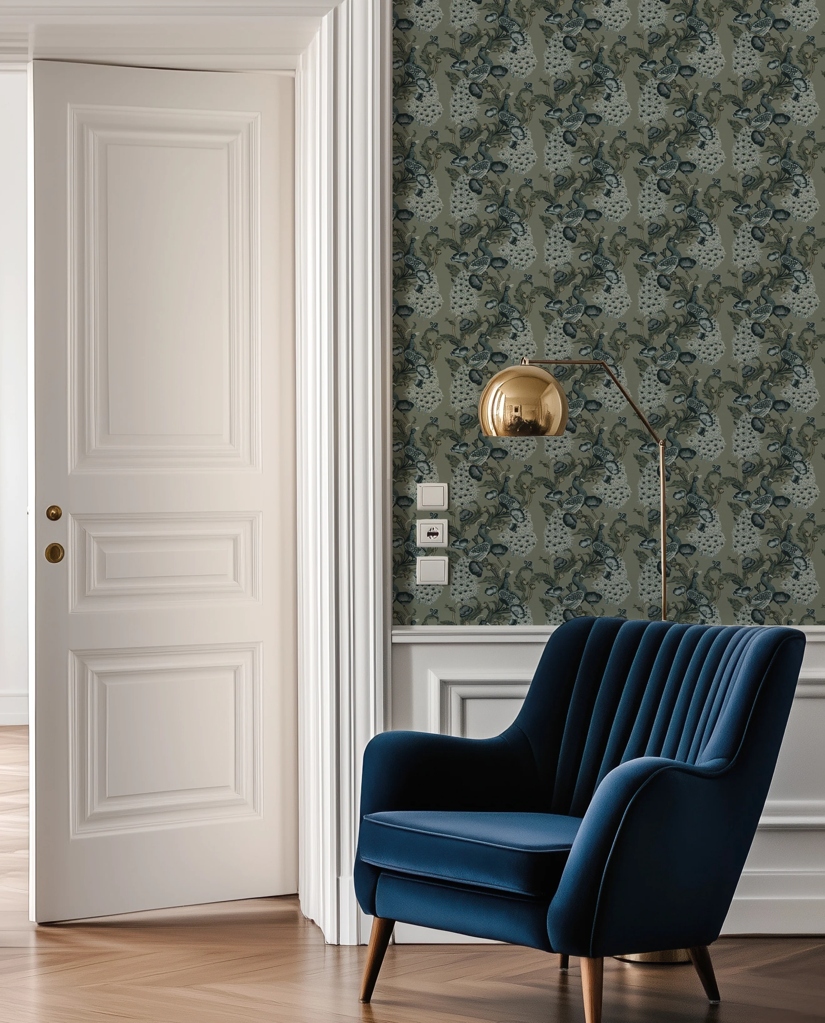 Josephine - Floral Peacock Pattern Wallpaper Mural - Image 4