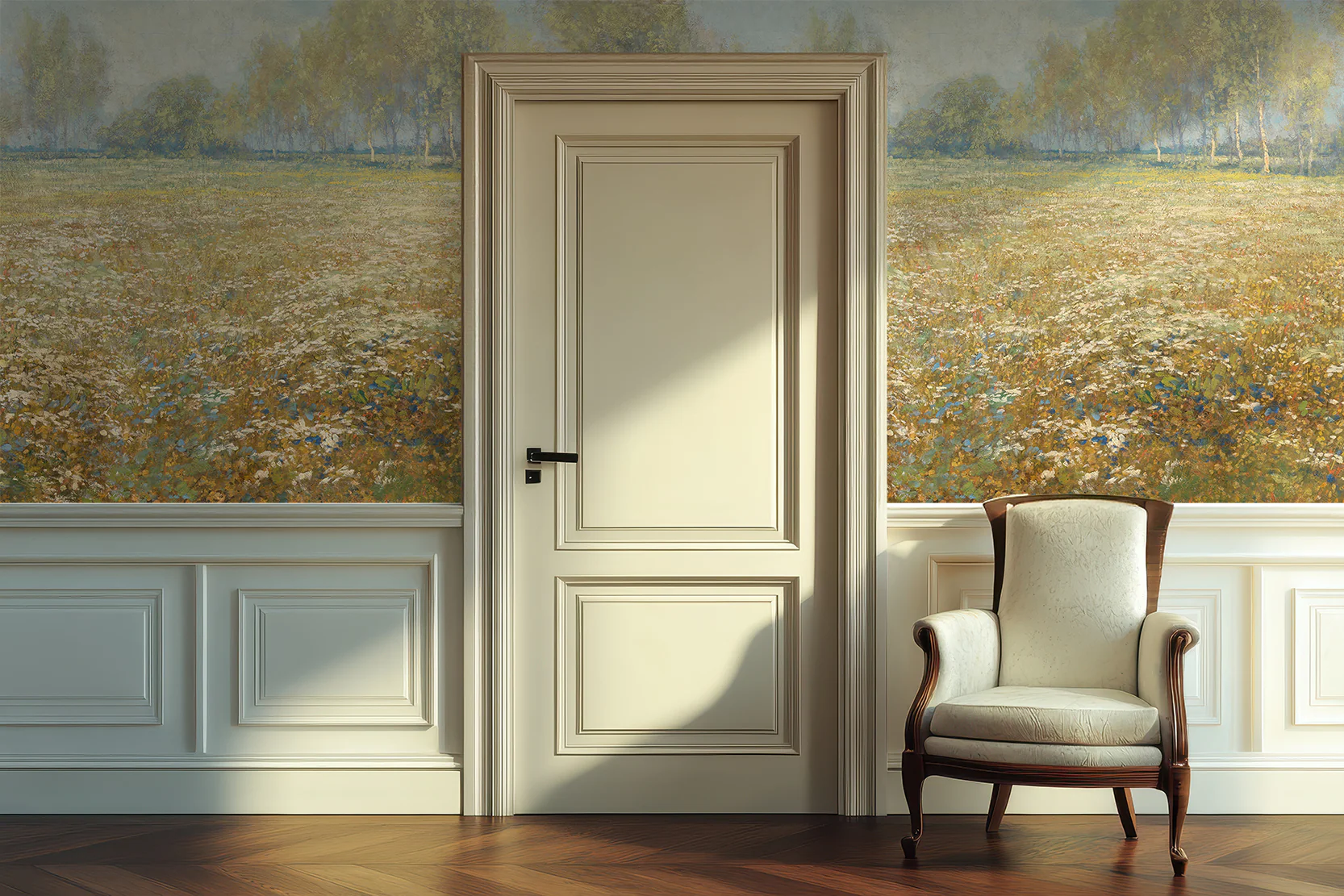 Penelope - Floral Meadow Oil Painting Wallpaper Mural - Image 3
