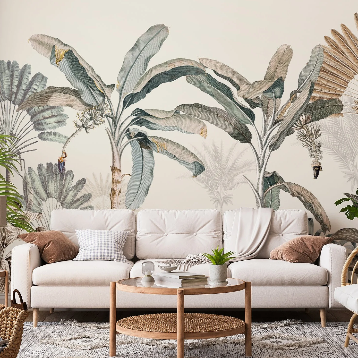 Dominica - Vintage Green Gold Jungle Wallpaper Mural