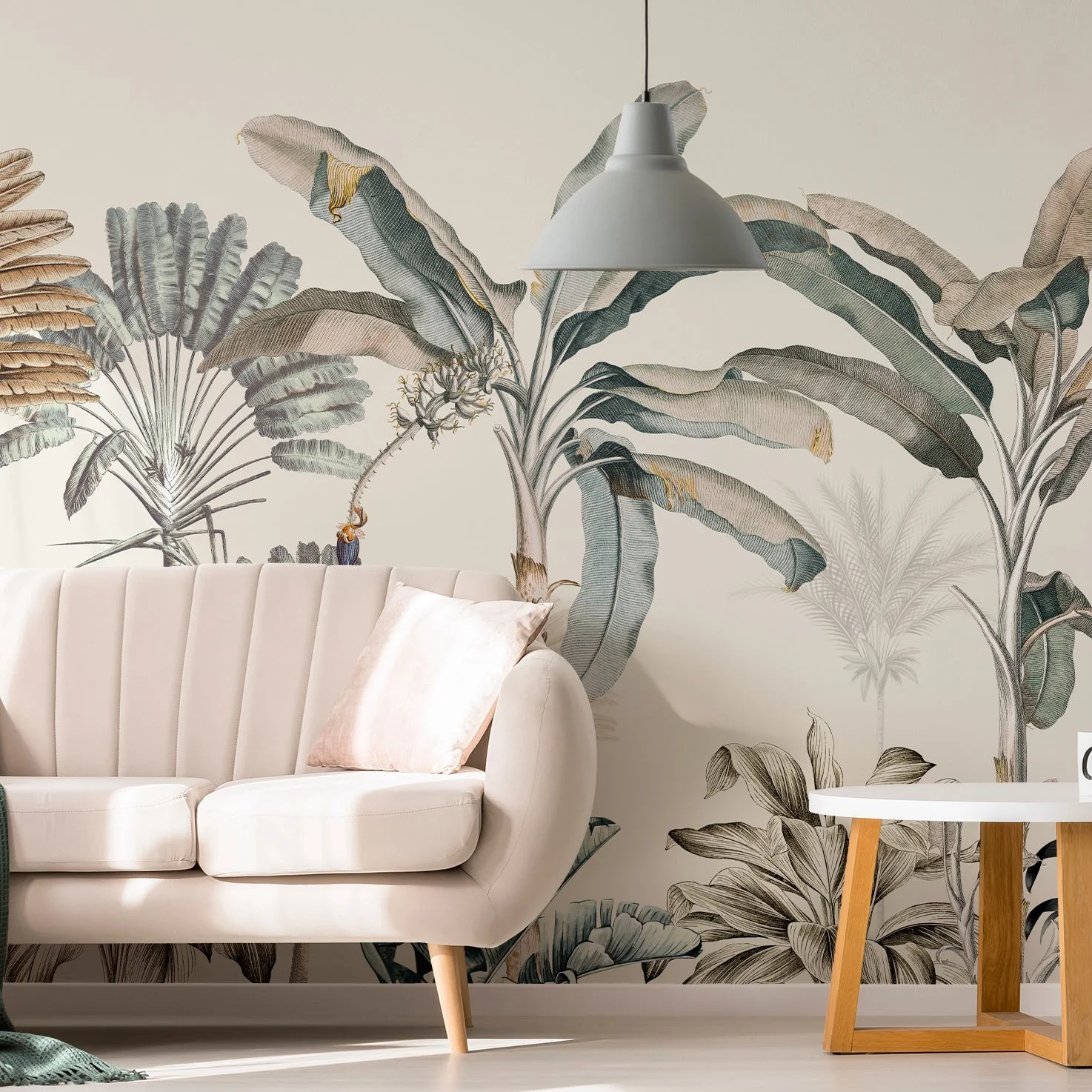 Dominica - Vintage Green Gold Jungle Wallpaper Mural - Image 3