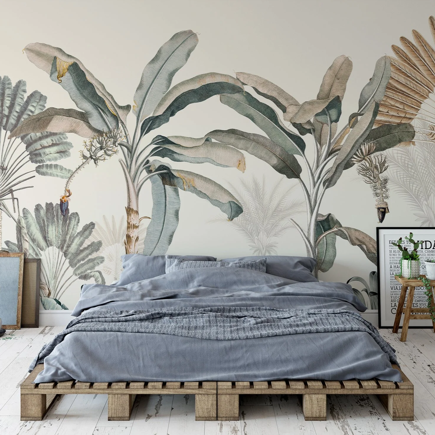 Dominica - Vintage Green Gold Jungle Wallpaper Mural - Image 4