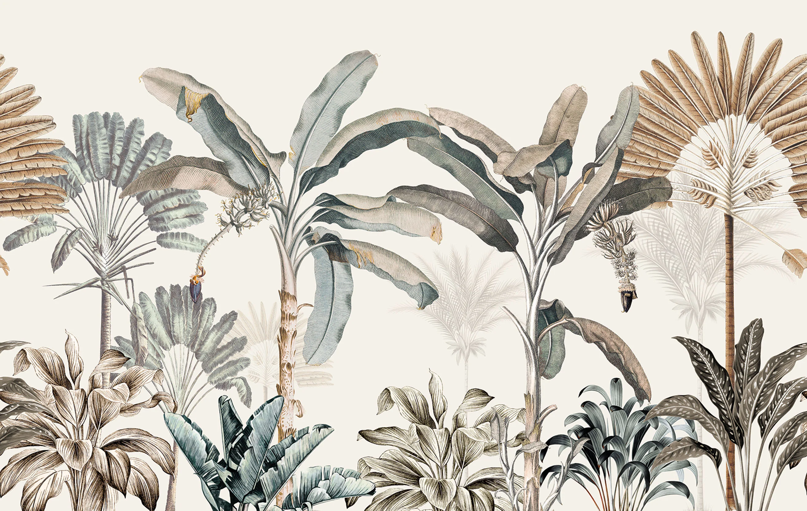 Dominica - Vintage Green Gold Jungle Wallpaper Mural - Image 5